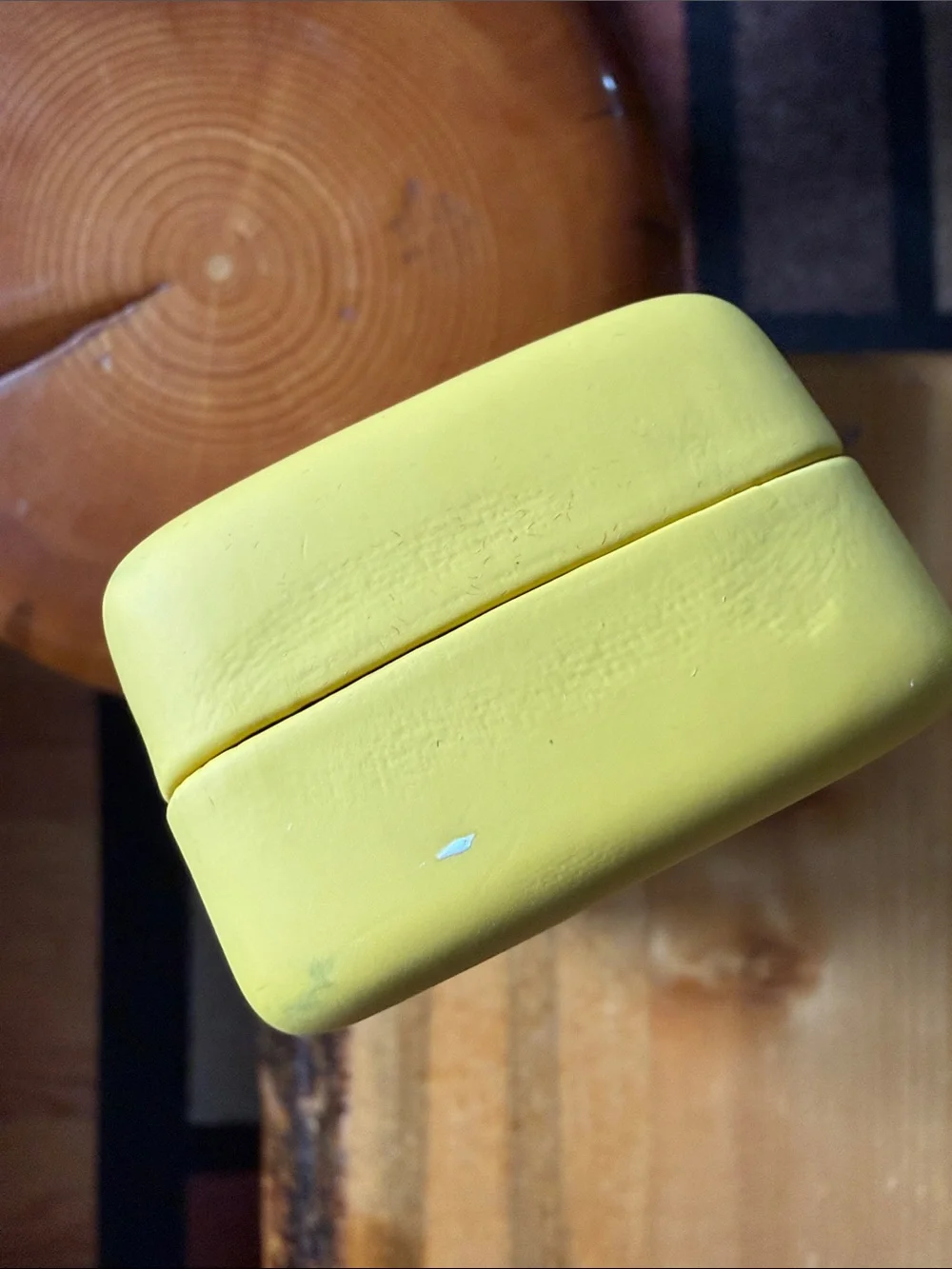 Ray-Ban Yellow Eyeglass Hard Case Glasses Protector Hinged Clamshell Felt Lined
